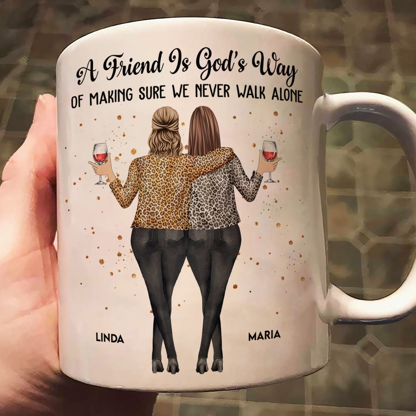 A Friend Is God's Way – Personalized White Ceramic Mug for Best Friends
