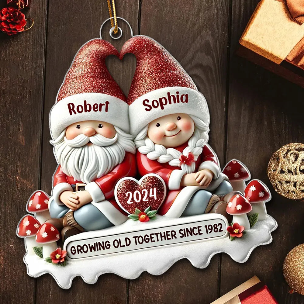 Santa Couple Acrylic Ornament with Heart - Festive Christmas Tree Decor, romantic keepsake, a unique creative gift for couples