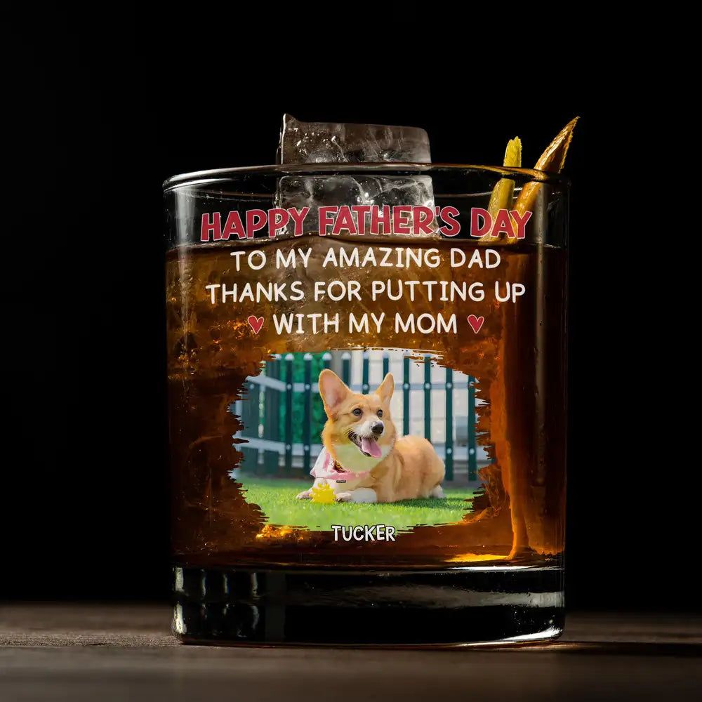 Custom Dog Dad Whiskey Glass – Personalized Father's Day Gift