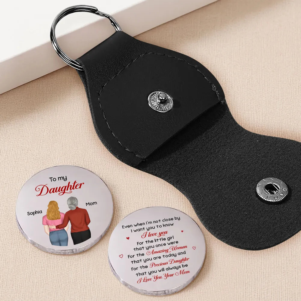 Personalized Pocket Hug for Daughter from Mom - Back View Hug Illustration Keepsake, Unique Gift She Can Carry Daily