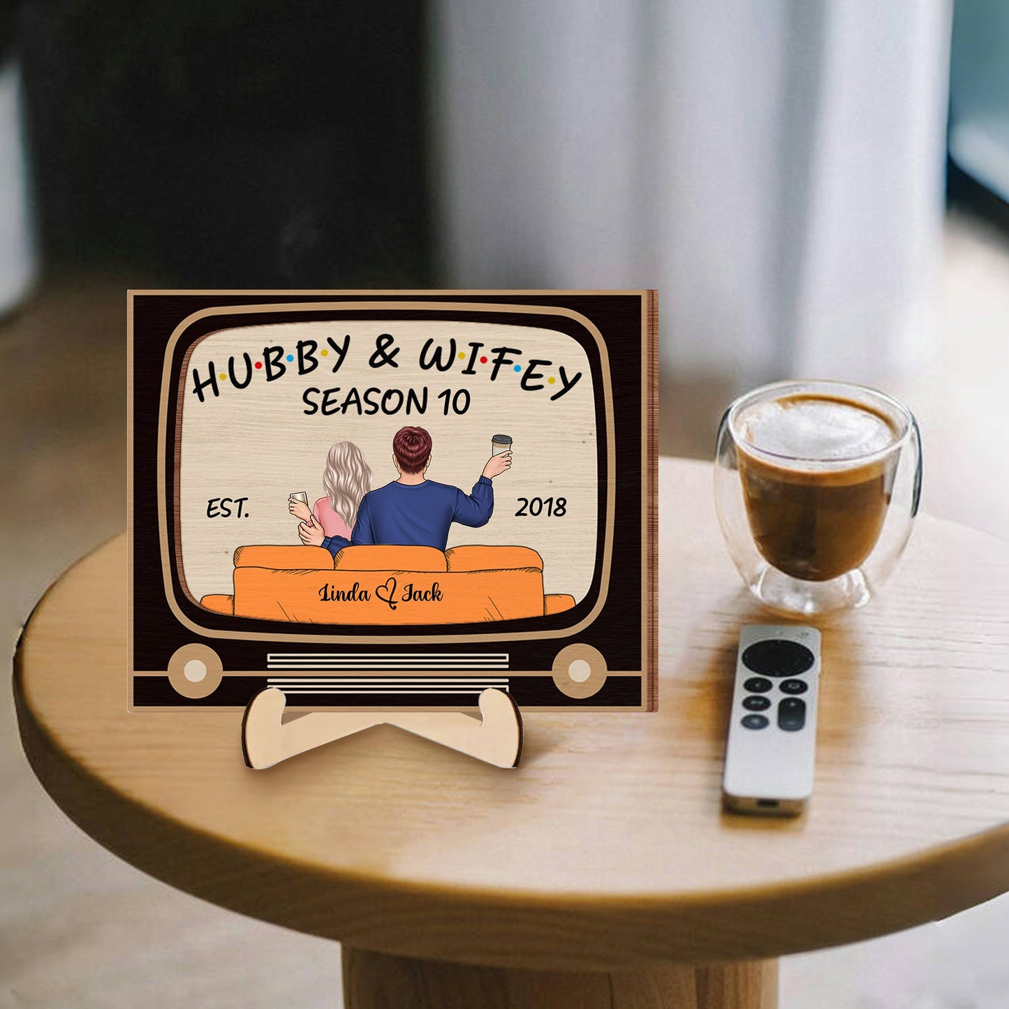 Personalized 2-Layer Wooden Plaque – "Hubby & Wifey Series" Romantic Keepsake
