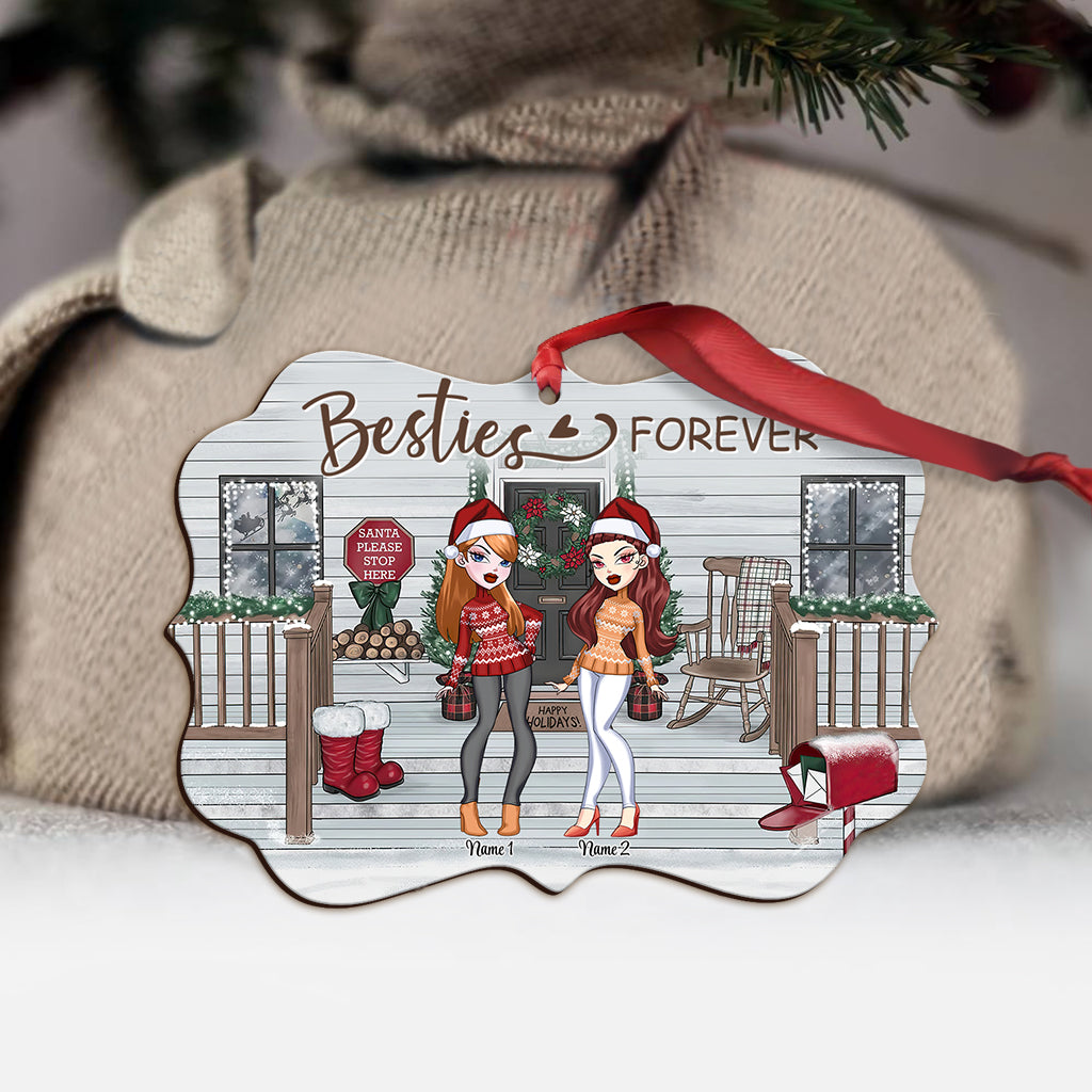 Bestie Forever - Personalized Christmas Bestie Ornament (Printed On Both Sides)