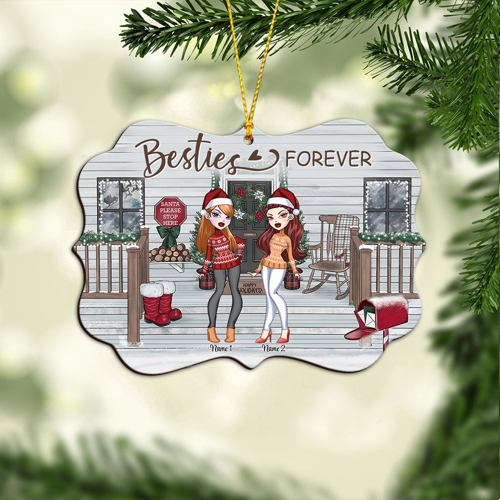 Bestie Forever - Personalized Christmas Bestie Ornament (Printed On Both Sides)