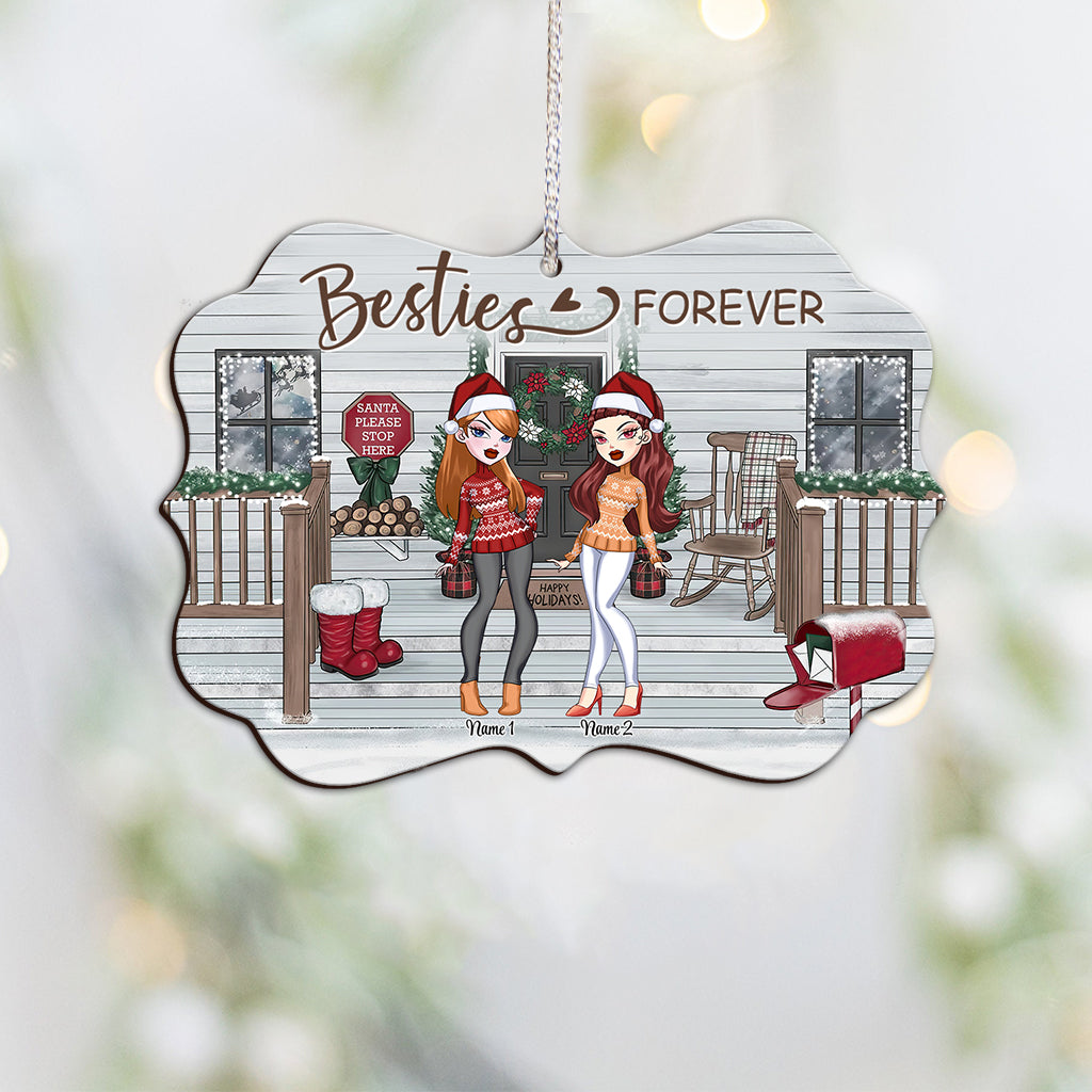 Bestie Forever - Personalized Christmas Bestie Ornament (Printed On Both Sides)