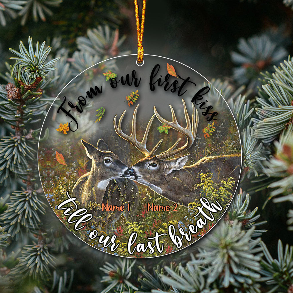 From Our First Kiss Till Our Last Breath - Personalized Christmas Hunting Transparent Ornament
