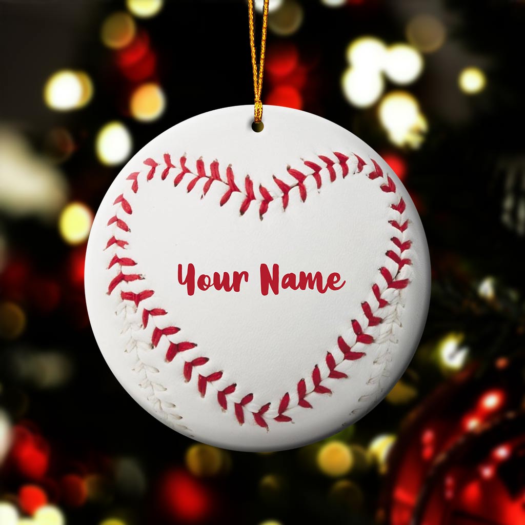Love Baseball - Personalized Christmas Baseball Ornament (Printed On Both Sides)