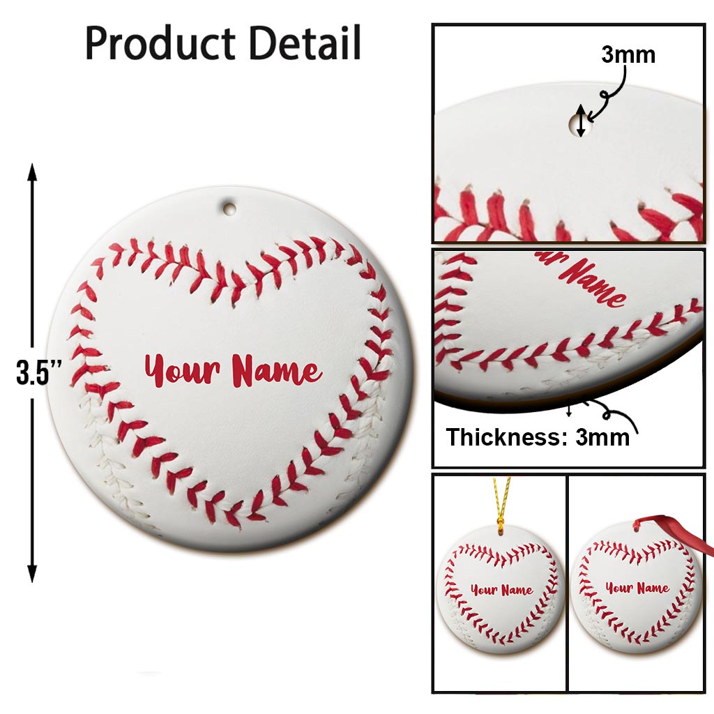 Love Baseball - Personalized Christmas Baseball Ornament (Printed On Both Sides)