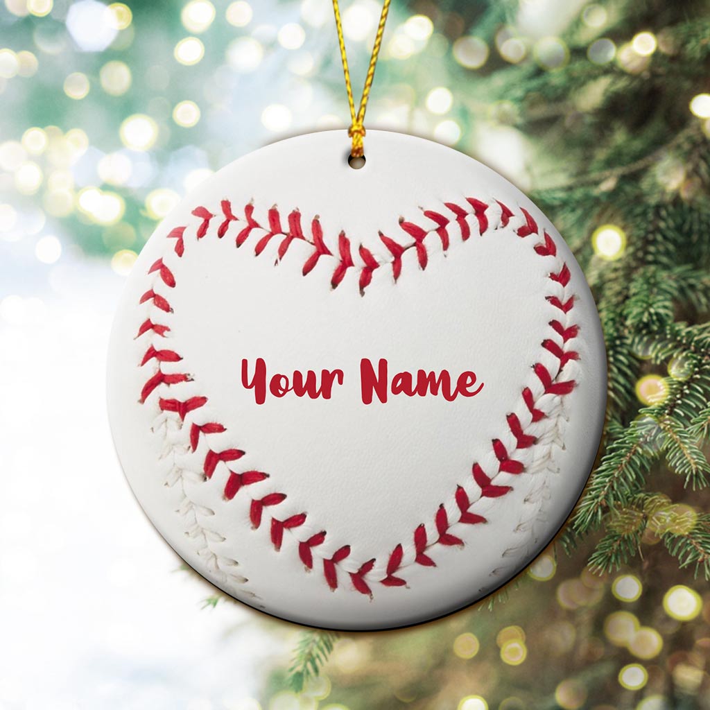 Love Baseball - Personalized Christmas Baseball Ornament (Printed On Both Sides)