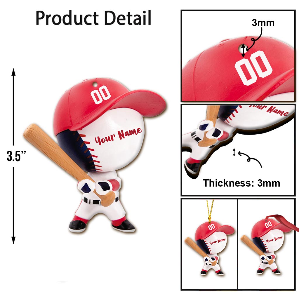 Baseball Figure - Personalized Christmas Baseball Ornament (Printed On Both Sides)
