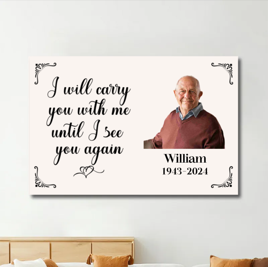 Metal Wallet Card - I Will Carry You With Me Until I See You Again - Memorial Gift From Photo