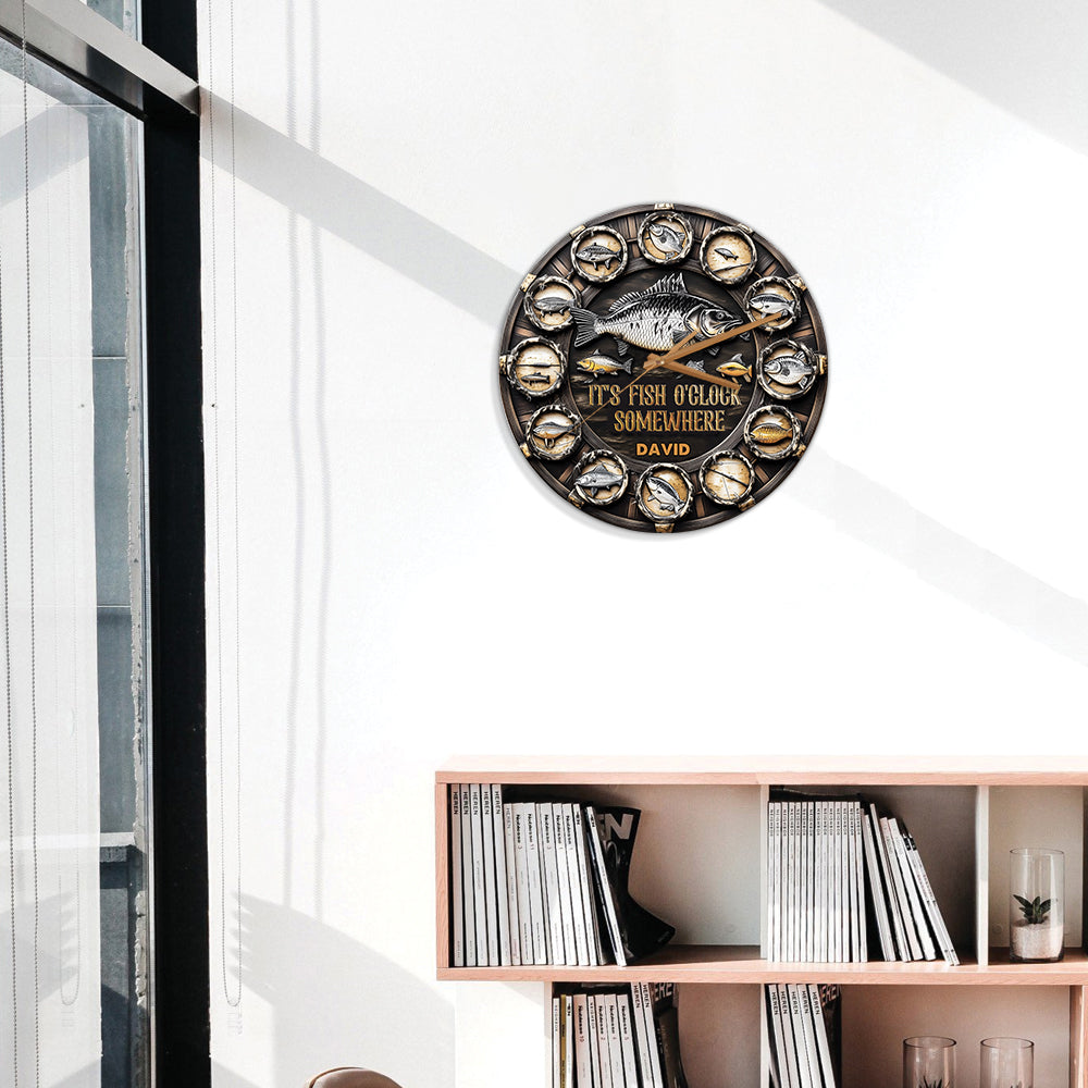 It's Fish Oclock Somewhere - Personalized Fishing Wall Clock