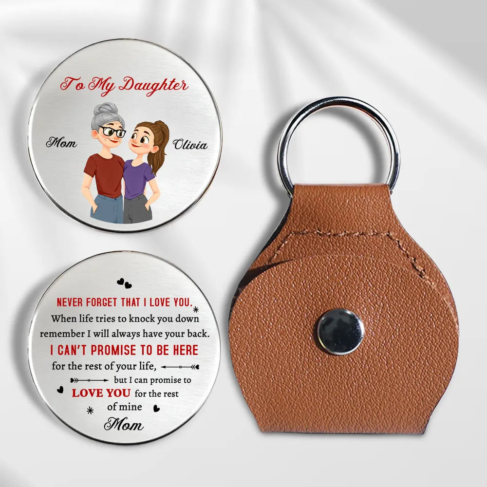 Personalized Pocket Hug for Daughter, Mom and Daughter Illustration, Never Forget That I Love You, Unique Keepsake Gift