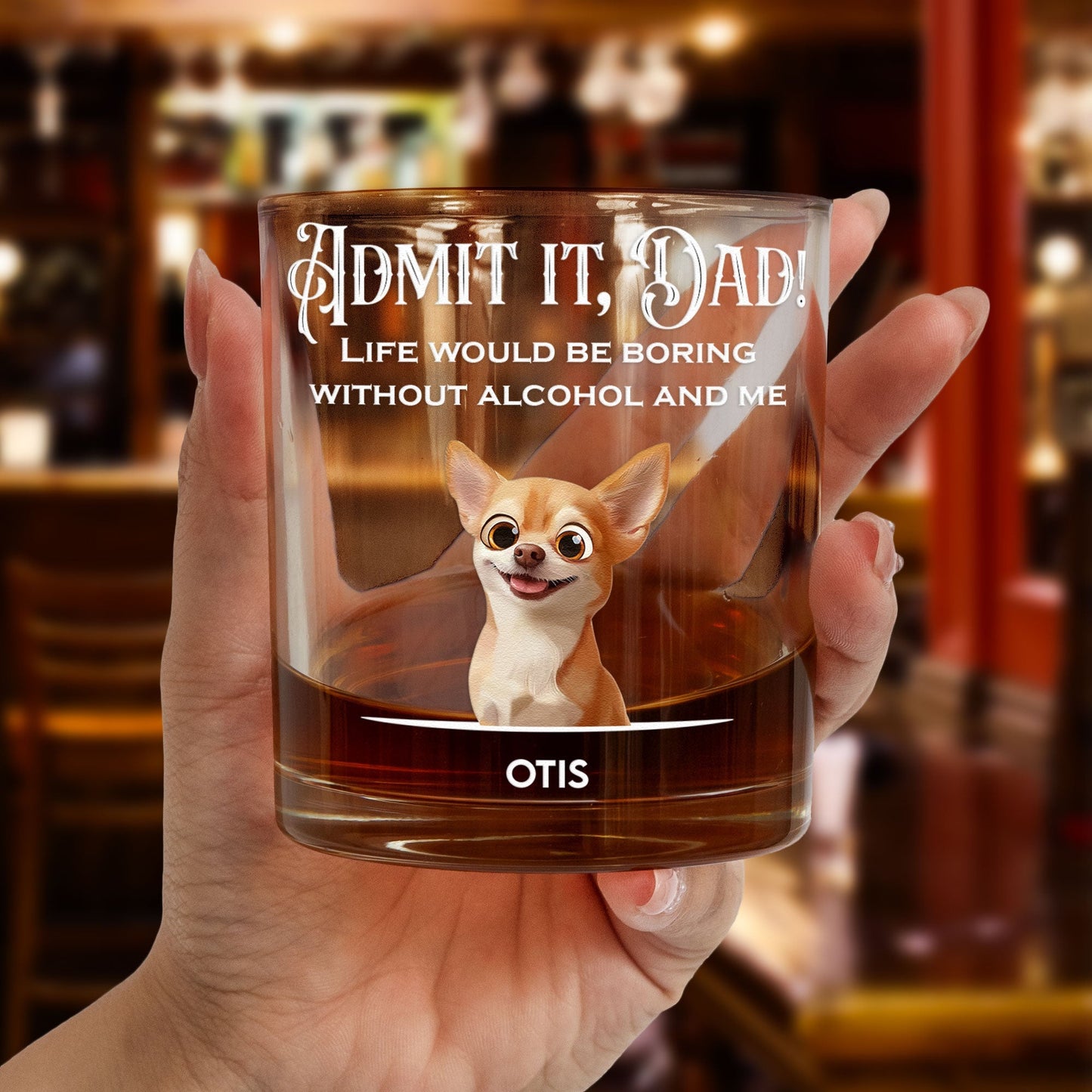 Custom Dog-Design Whiskey Glass for Dad – Personalized Pet Cup Gift