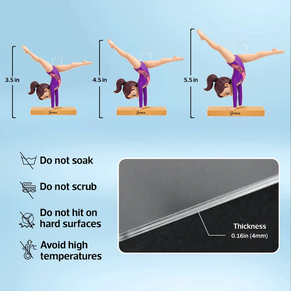 Custom Gymnastics Acrylic Ornament – Cute Handstand Design for Young Gymnast – Special Holiday Gift and Year-Round Room Decor