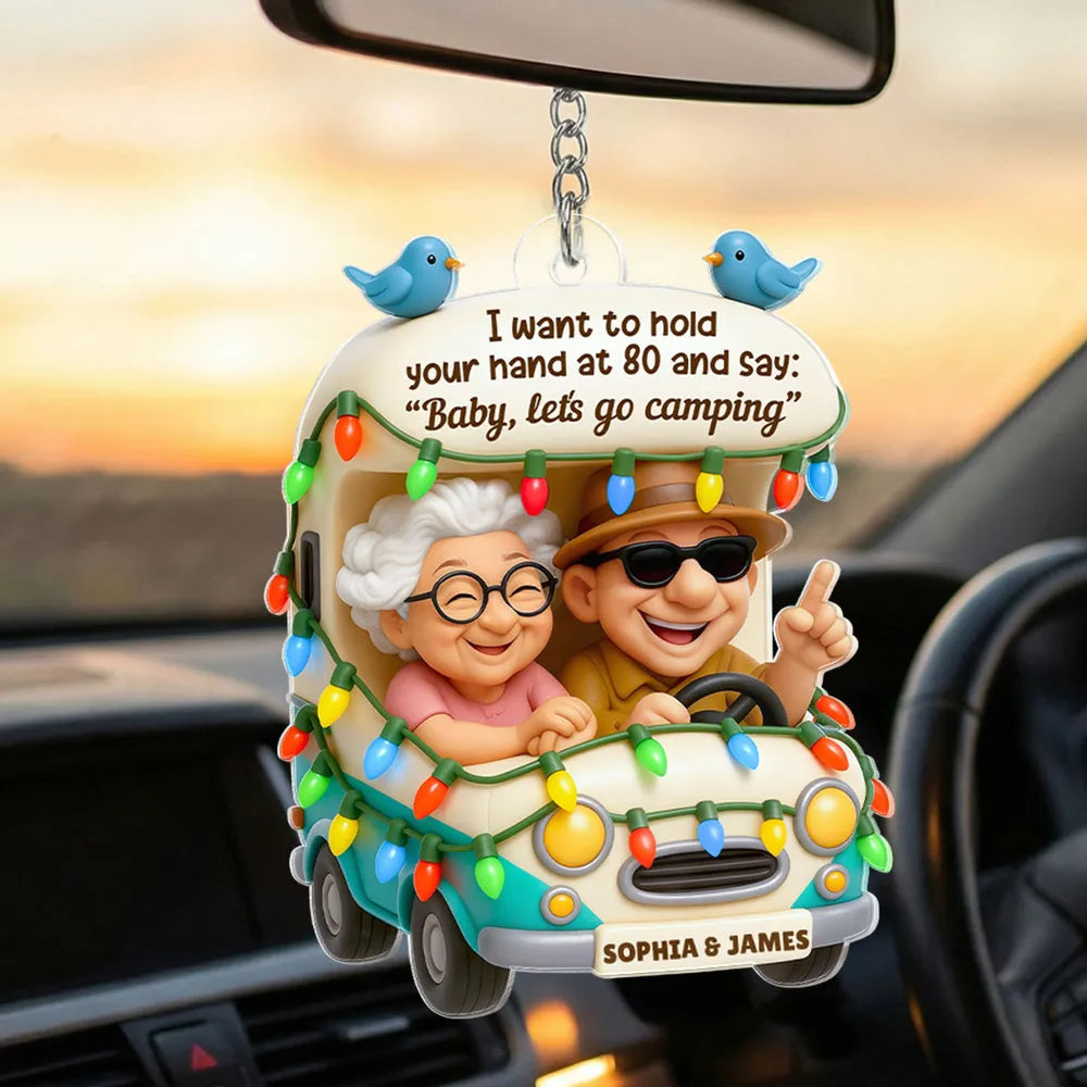 Acrylic Keychain Personalized Camping Couple Charm with Sweet Quote, Cute Daily Accessory and Unique Gift for Him or Her