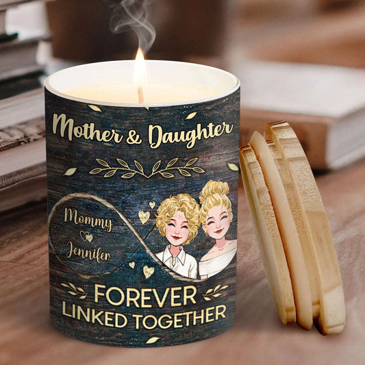 Side By Side - Personalized Mother's Day Mother Candle With Wooden Lid