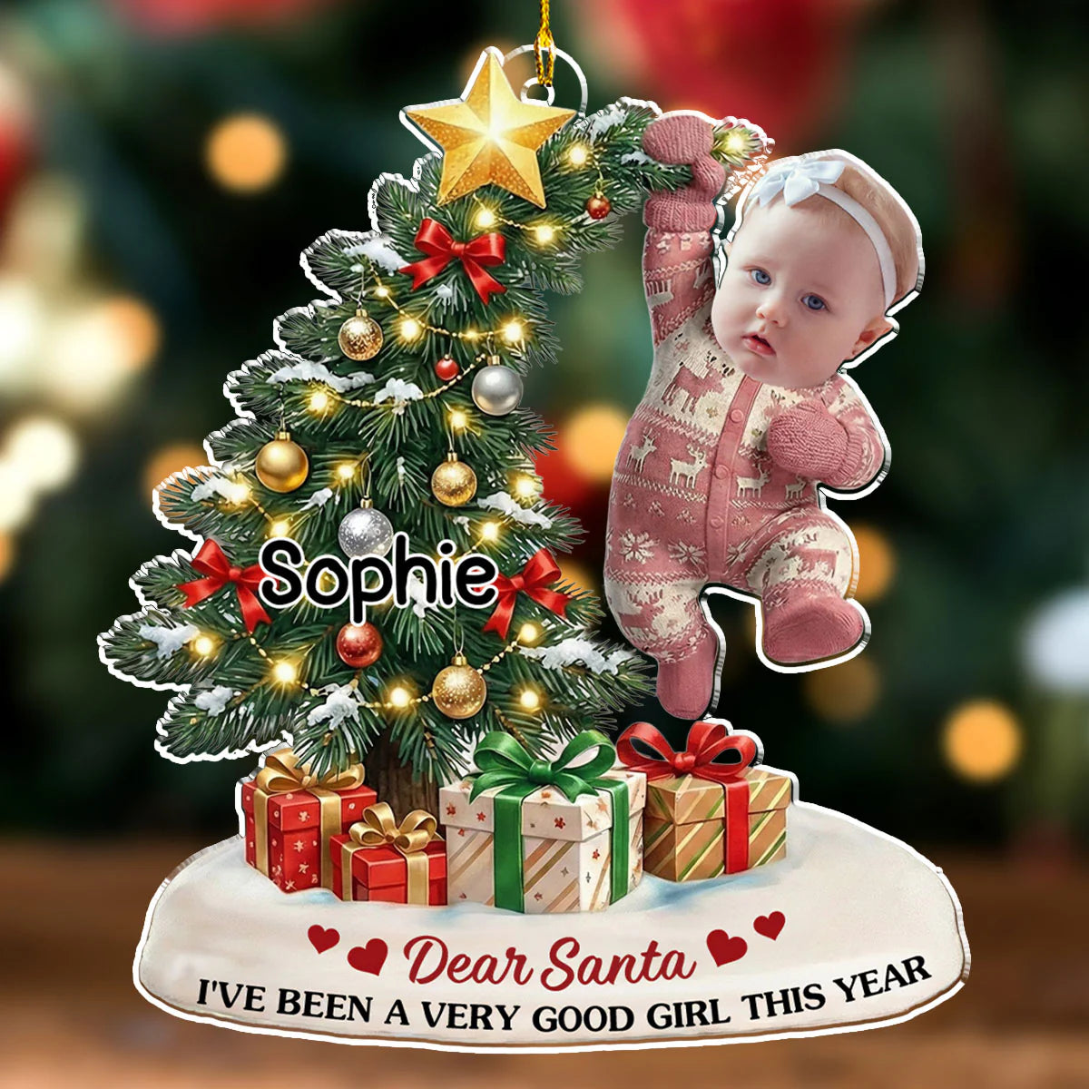 Personalized Acrylic Ornament with Baby Photo Hanging on Christmas Tree, Cute Custom Keepsake & Unique Holiday Gift for Families