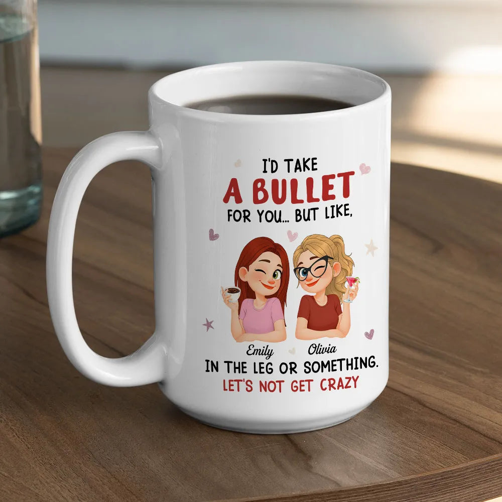 Personalized Best Friend Ceramic Mug Funny 'Let's Not Get Crazy' Cute Cartoon Coffee Gift for Bestie Coworker