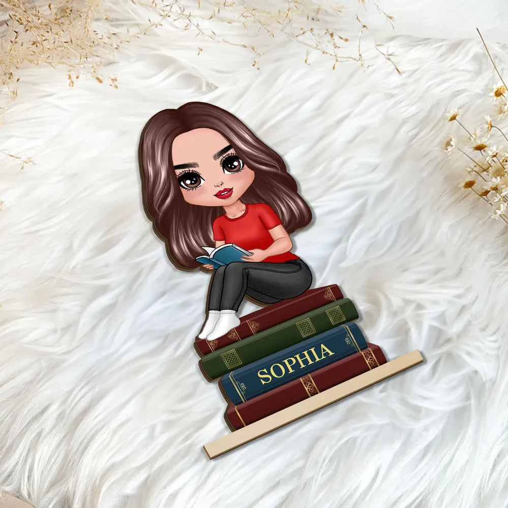 Acrylic Ornament with Girl Reading, Book Lover Gift