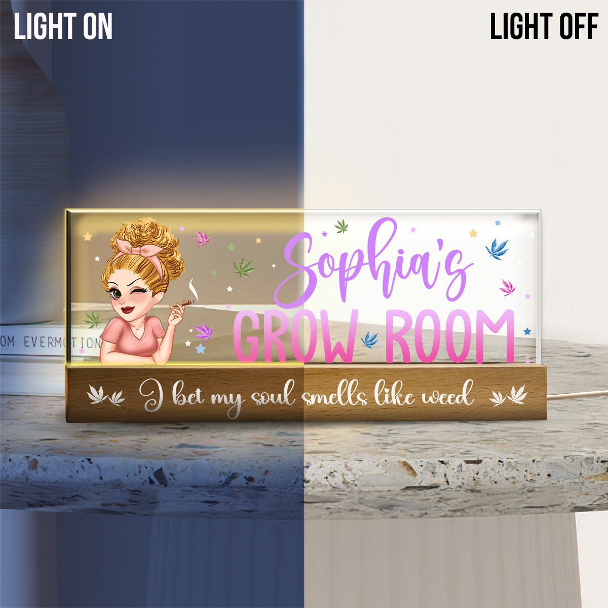 Grow Room Plaque - Personalized Weed Custom LED Night Light
