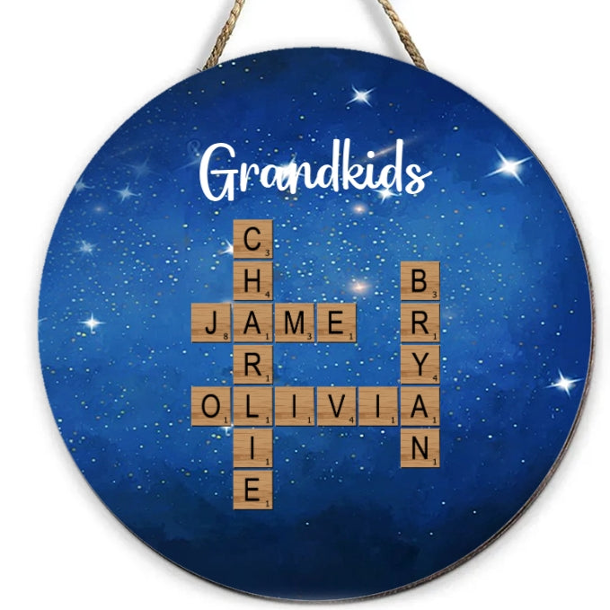 Personalized Grandkids Pillow - Custom Name Cross Plaque - Perfect Gift for Grandparents, Holiday Decor Keepsake