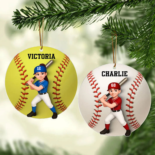 Custom Baseball Player Acrylic Ornament – Personalized Christmas Gift for Baseball Lovers & Teammates