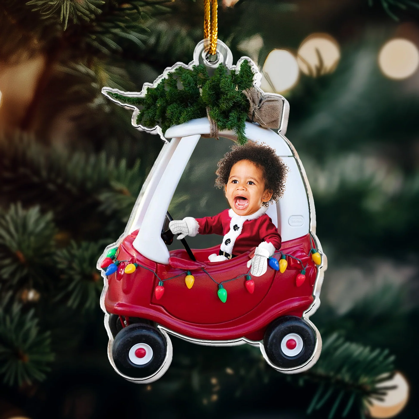 Acrylic Ornament - Custom Photo Baby Car, Christmas Tree, Cute Keepsake, Unique Gift for New Parents & Grandparents