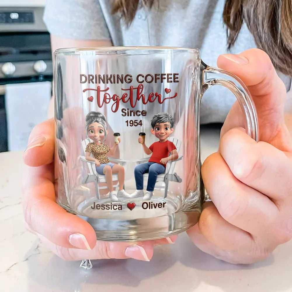 Personalized Couple's Glass Mug - Custom Year Anniversary Gift