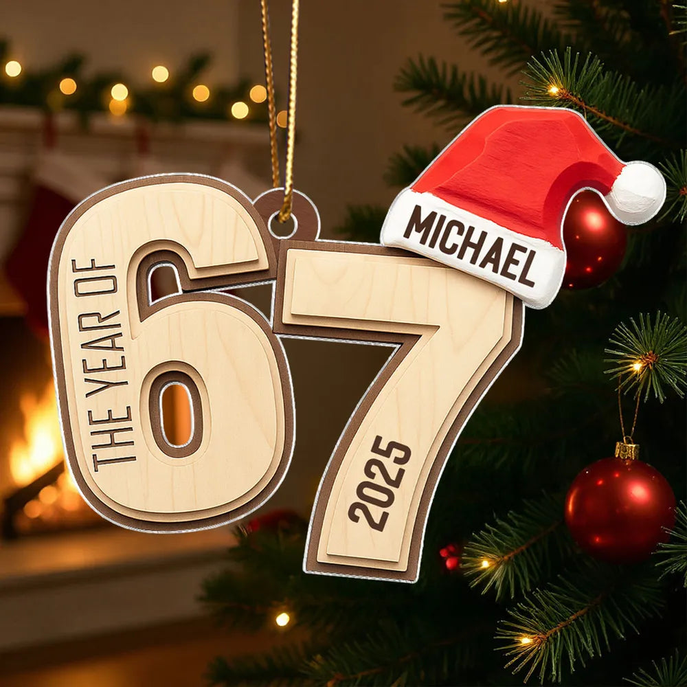 Personalized Acrylic Ornament 67 Gingerbread Design, Teen Slang Christmas Tree Decor, Cute Unique Gift for Grandkids