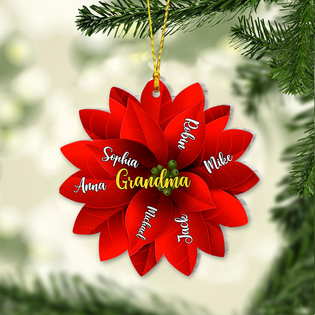 Grandma / Mama / Family Christmas Poinsettia - Gift for grandma - Personalized Ornament