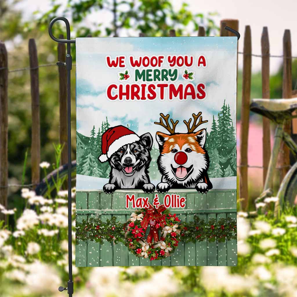 We Woof You A Merry Christmas - Personalized Christmas Dog Garden Flag