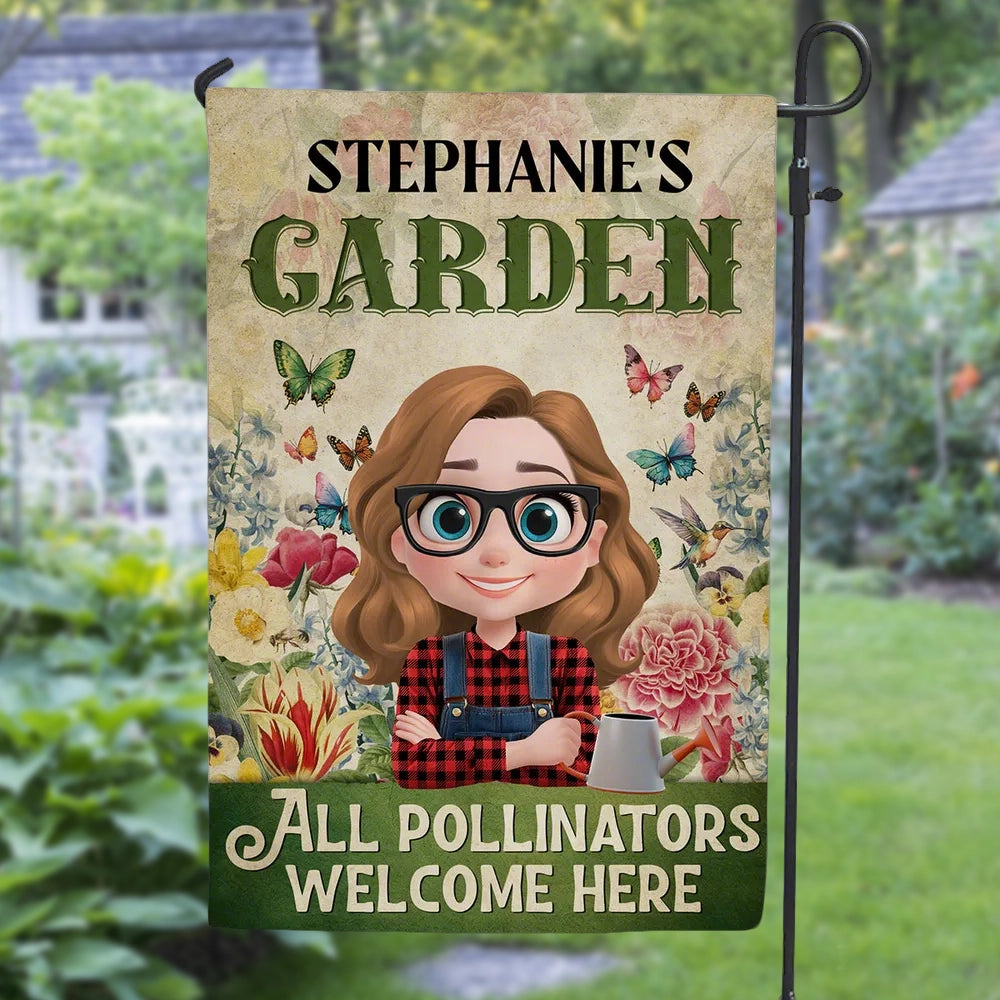 Custom Garden Flag Only for Garden Lovers, Whimsical Butterfly Florals and Friendly Gardener, A Heartwarming Unique Gift