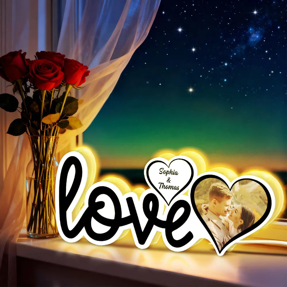Personalized Love Acrylic Light Box With Custom Photo, Cozy Bedroom Glow, Unique Romantic Gift for Couple