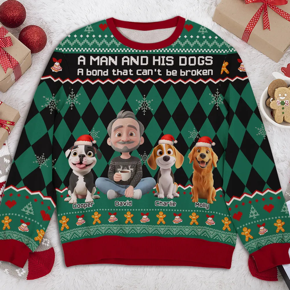 Personalized Printed Sweatshirt for Dog Dads – A Man and His Dog Christmas Gift, Unique Cozy Holiday Surprise