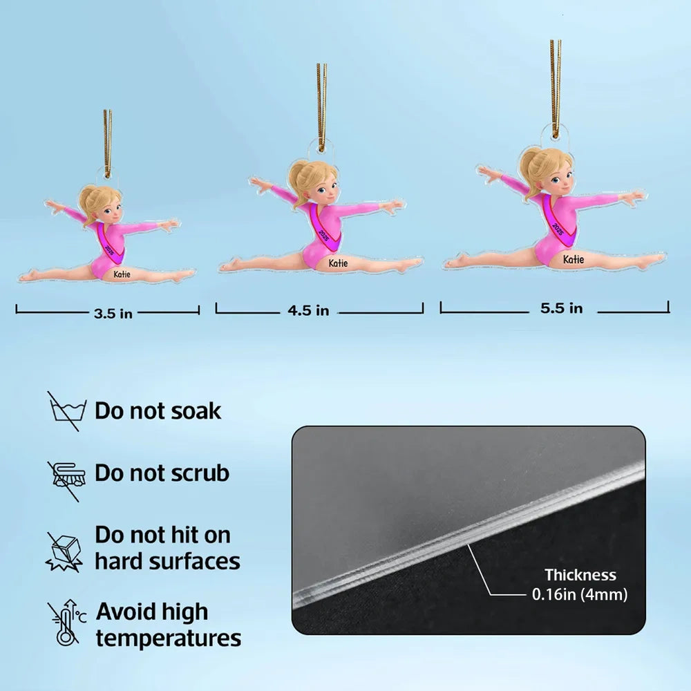 Custom Gymnastics Acrylic Ornament With Pink Leotard Look, Sweet Holiday Tree Decor, Creative Gift For Kids