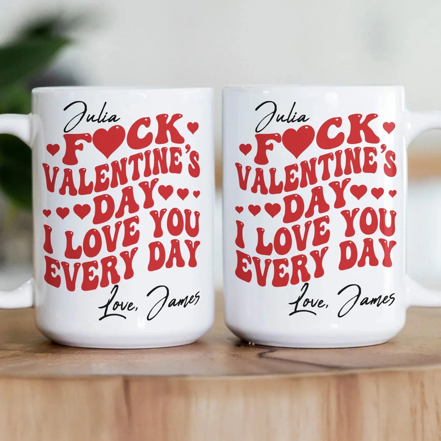 Personalized White Ceramic Mug Retro Love Quote Valentine's Day Gift - Custom Name Funny Cute Hearts Design for Girlfriend Wife