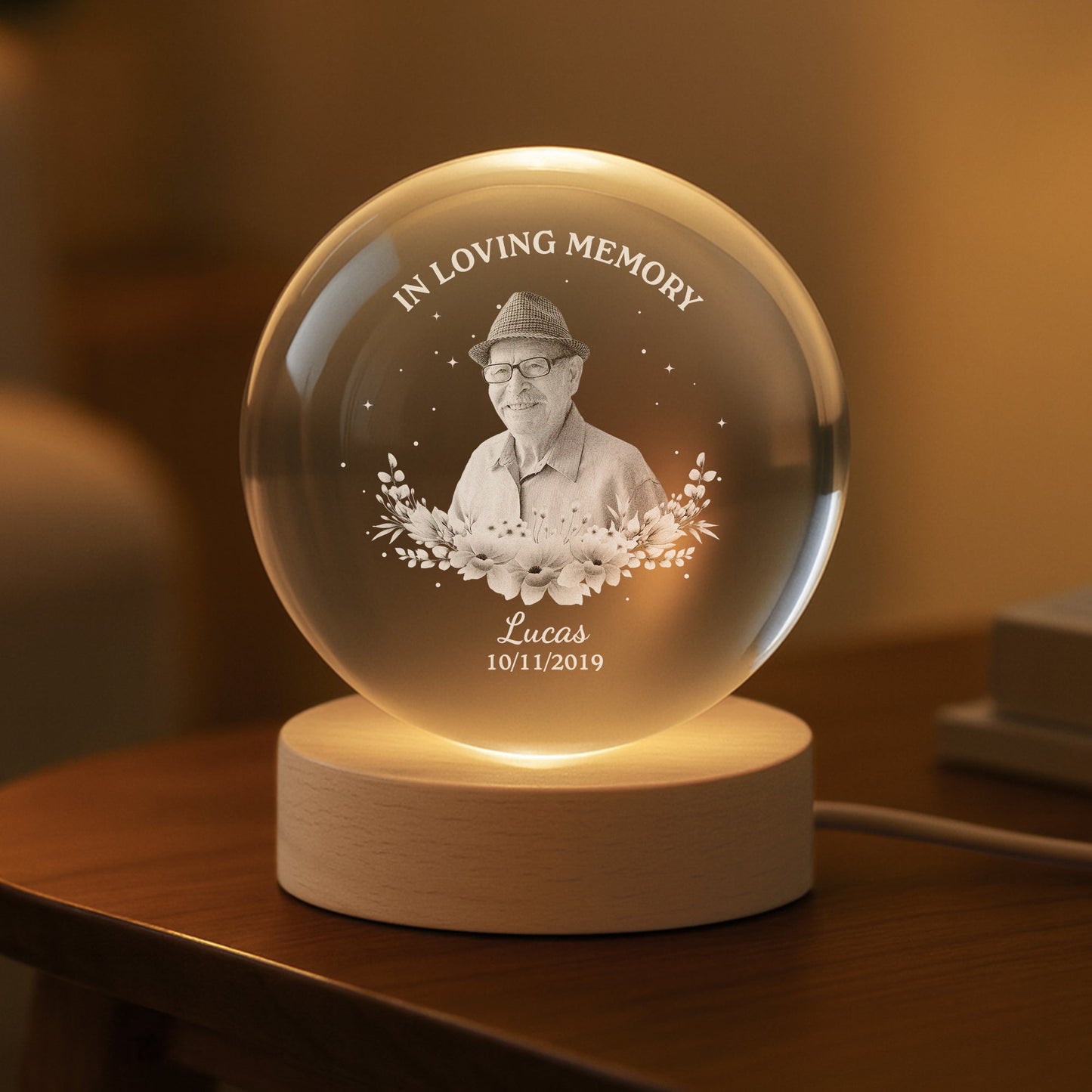 Personalized Globe Lamp Photo Keepsake, I'm Always With You, Warm Memorial Night Light Unique Gift