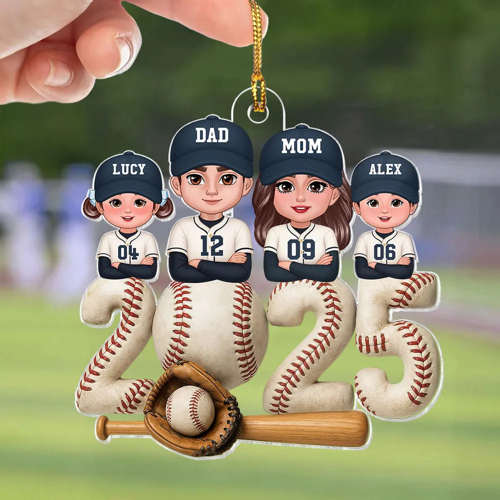 Personalized Baseball Family Acrylic Ornament for Christmas Tree, Heartwarming Decor, Unique Gift for Parents and Kids