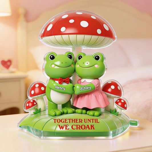 Shaped Acrylic Block Plaque Personalized Frog Love Keepsake Together Until We Croak Sweet Shelf Decor Unique Gift for Wife Husband