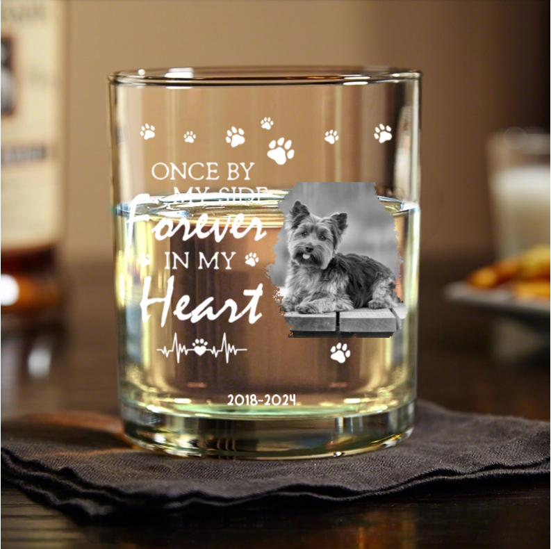 Personalized Pet Memorial Pottery Mug, "Forever in My Heart" Custom Keepsake with Photo and Name