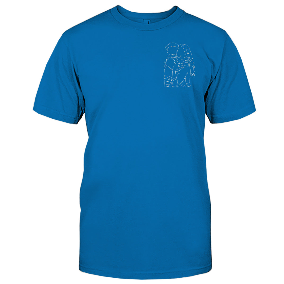 Custom Line Art - Personalized Mother Embroidered T-shirt