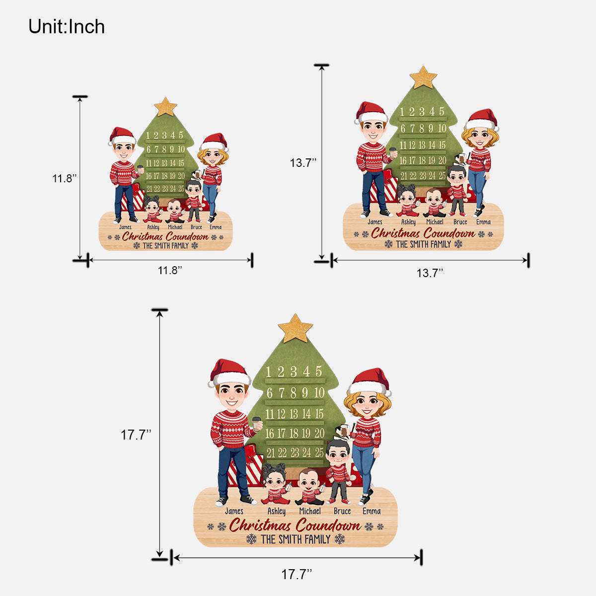 Family Christmas Countdown - Personalized Family Wood Sign
