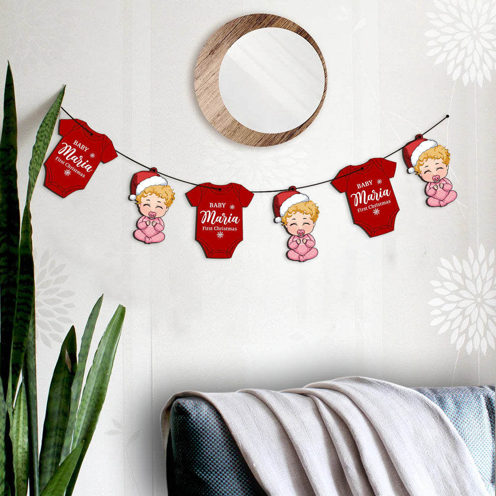 Baby 1st Christmas - Gift for Newborn - Personalized 6 Pieces Garland