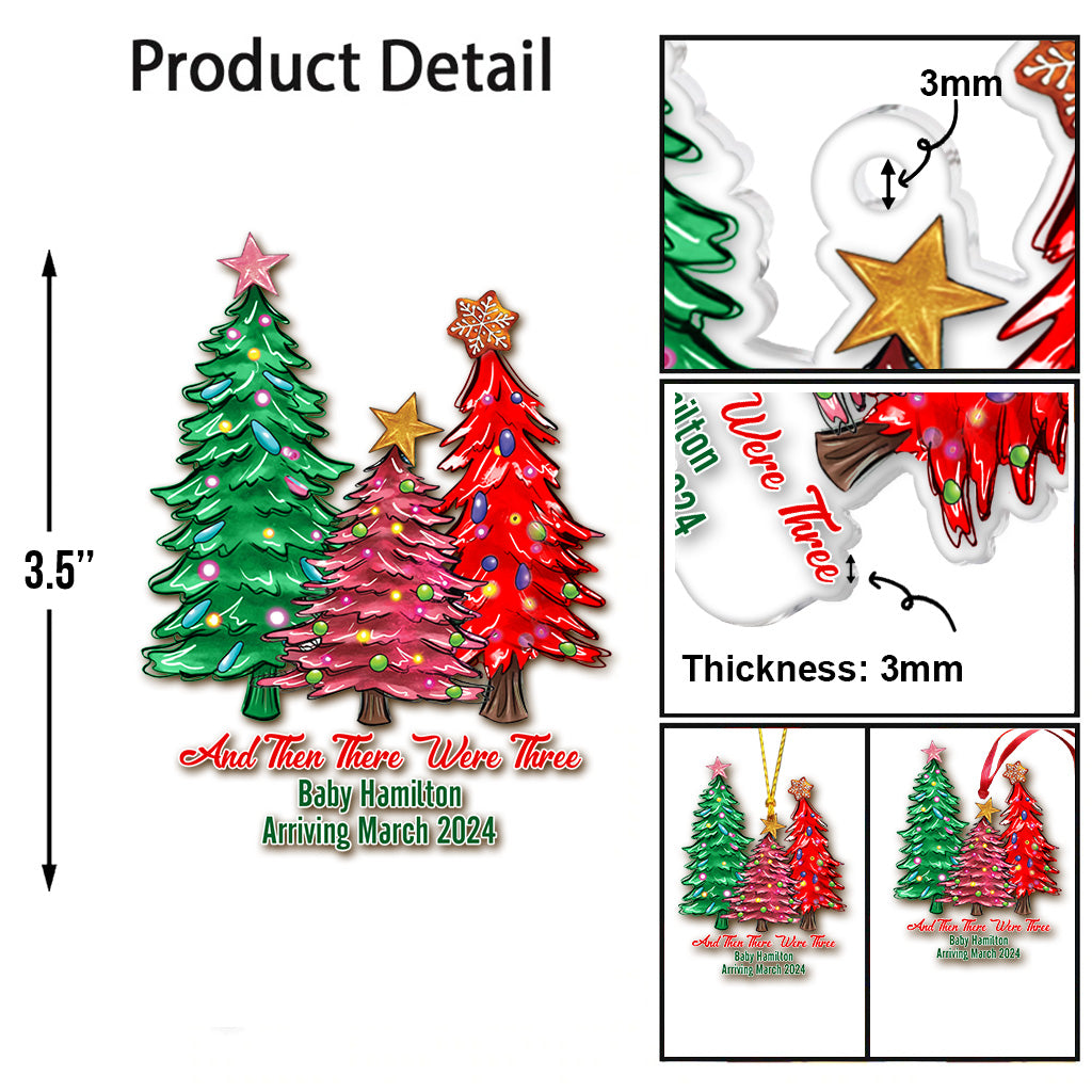 And Then There Were Three - Personalized Pregnancy Transparent Ornament