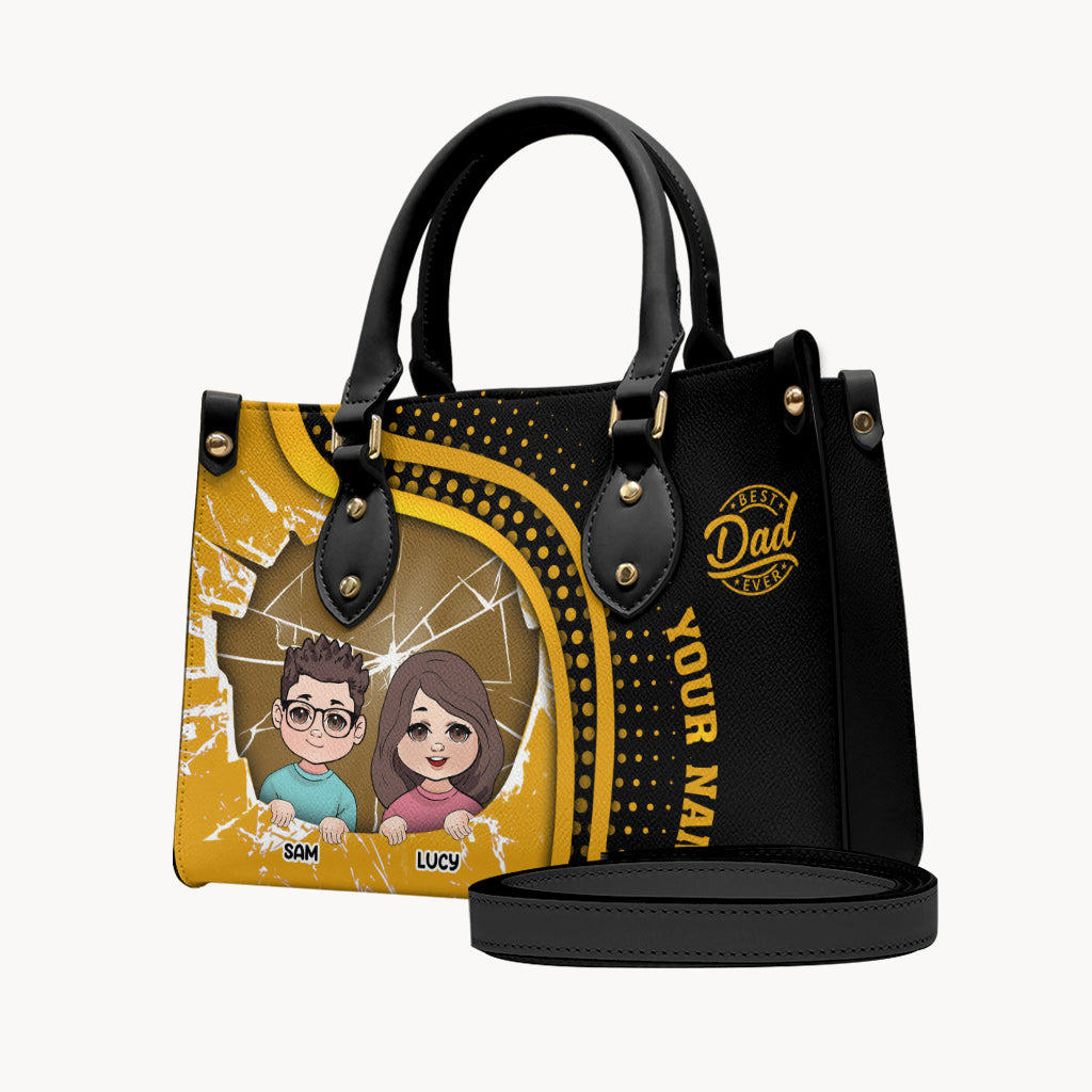 Best Dad Ever - Personalized Father Leather Handbag