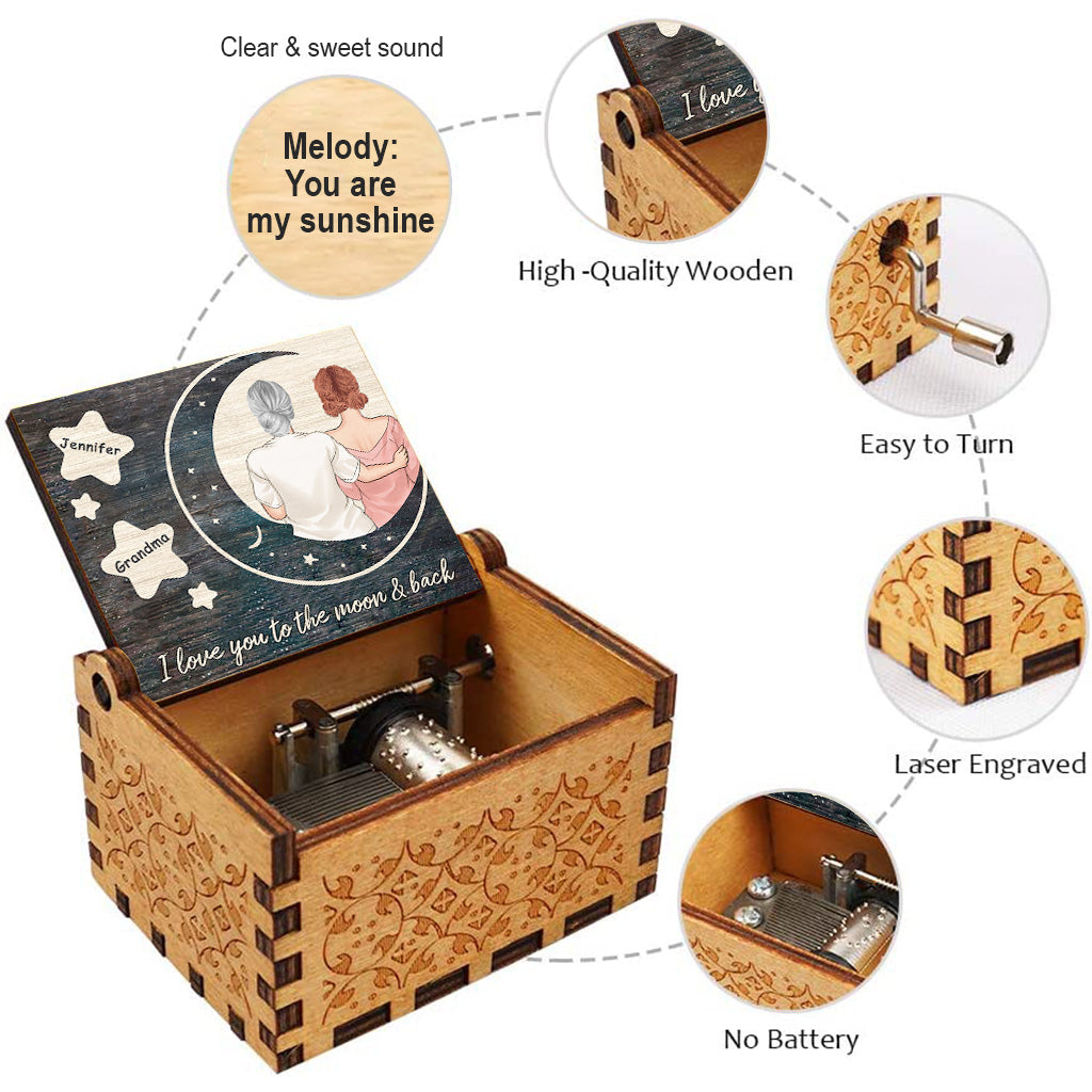 I Love You - Gift for mom, daughter, son, granddaughter, grandson, grandma - Personalized Hand Crank Music Box