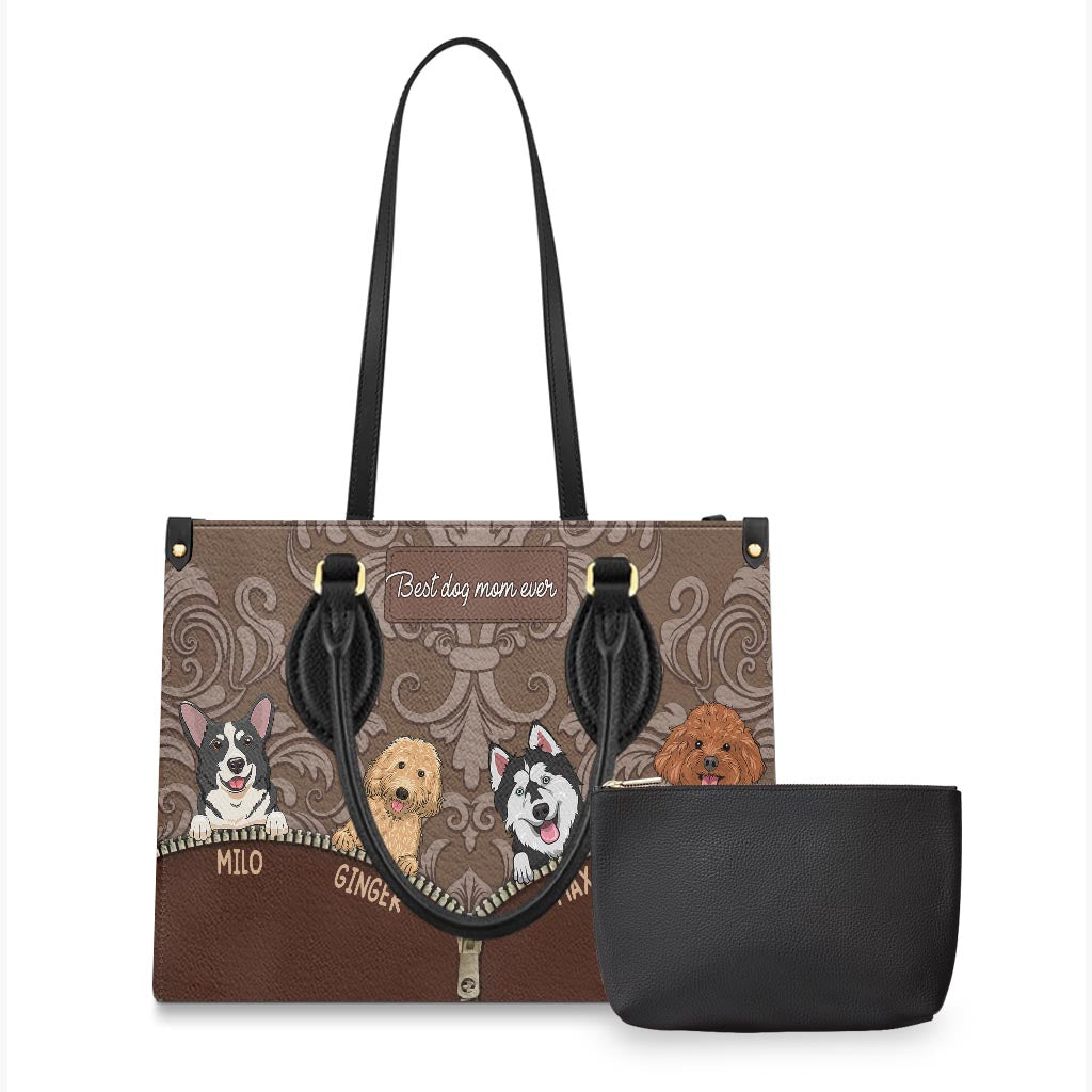Best Dog Mom Ever - Gift for mom, mom, dog lover, cat lover - Personalized Leather Handbag