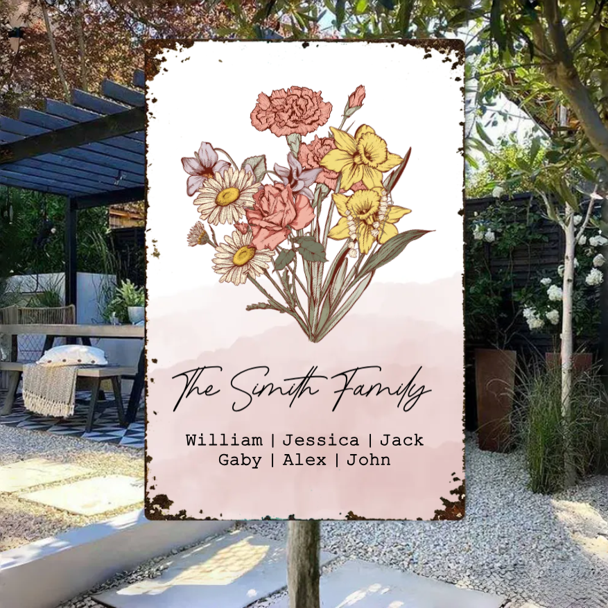 Family Blossoms - Custom Birth Flower & Names Artwork - Personalized Canvas or Poster for Your Home