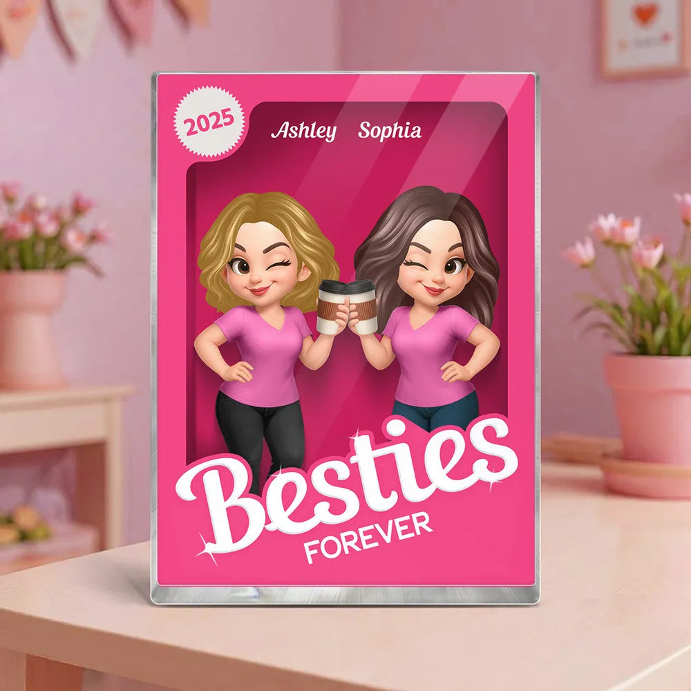 “Besties Forever” Personalized Acrylic Block Plaque – Cute Gift for Besties