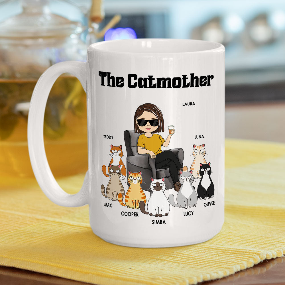 Personalized Beer Glass for Cat Dad – The Catfather Design with Cute Cats – Father's Day Gift for Pet Lovers